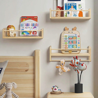 Porte-serviettes mural flottant moderne en bois naturel sculpté à 3 niveaux pour chambre d'enfant, salle de bain, salon