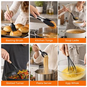 <b>Wooden</b> Handle Silicone <b>Kitchen</b> Gadgets Utensil <b>Set</b> - Product Image 4
