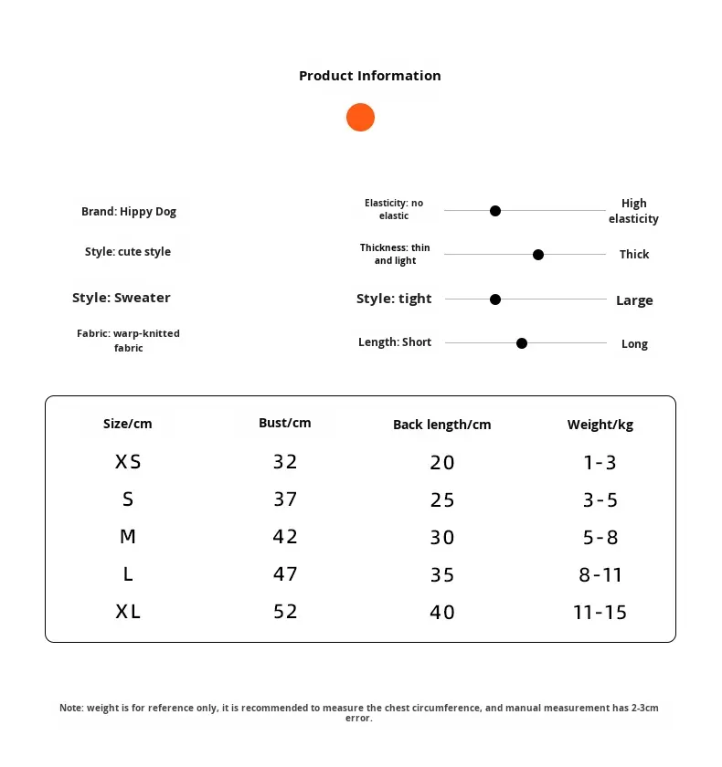 Xs (poids recommandé 0,5-1,5 kg kg)