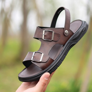 Sandalias de Verano para Hombre, Punta Abierta, Suela de PU, Casuales, para Exteriores, Sin Cordones, Negras, Talla 42 - Product Image 3
