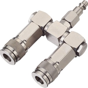 Dingyi 3 In 1 Pneumatic Connector 360 Degree Rotating 2 Way Fitting For Air Tools Carbon Steel Part Number DY2001A - Product Image 1