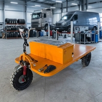 Chariot de transport électrique à plateforme avec siège, 4 roues, batterie, capacité 1 tonne, pour marchandises