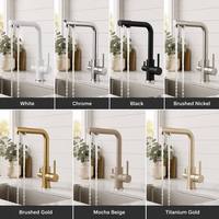 Robinet de cuisine moderne classique en laiton chromé, mitigeur d'évier en cuivre, robinet à double poignée avec cartouche céramique pour eau chaude et froide, idéal pour les hôtels