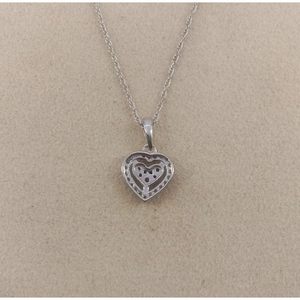 Jewelspaark Heart Pendant <b>Necklace</b> 0.25 Cttw Natural White Brown Round Diamond Rhodium Plated 925 Sterling Silver 18 Inch Chain - Product Image 3