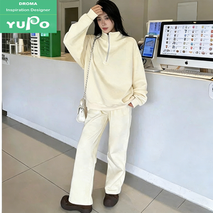 Produsen Pakaian Desainer Mewah Droma, Setelan Olahraga Fleece untuk Wanita Berkualitas Tinggi, Setelan Celana 2 Potong untuk Jogging - Product Image 1