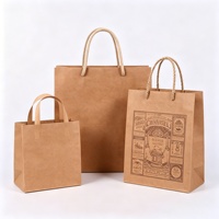 Sacs en papier kraft écologiques et recyclables avec logo personnalisé, résistants à l'humidité, durables pour la pâtisserie, le café, l'emballage de vêtements, avec plusieurs poignées
