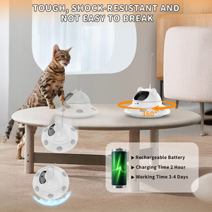 Juguete Láser para Gatos, 3 en 1, Juguetes Interactivos para Gatos, Juguete Automático para Gatos con Rotación de 360° °   Láser Aleatorio e Interactivo con Plumas - 5 Patrones Láser USB Re - Product Image 3