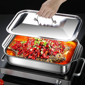 Rectangular Deep Stainless Steel Baking Pan With Lid Oven Safe For Home And Commercial Use - Product Image 2