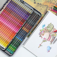Crayons de couleur à base d'huile en boîte métallique, 72 couleurs, pour l'art des élèves du primaire et du collège, fabriqués en Chine