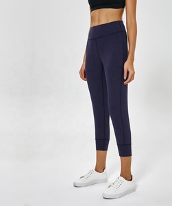 Excelente calidad de deporte cómodo alta cintura de Yoga Fitness de alta elástico No-sensación de gimnasio Capri con bolsillo - Product Image 4