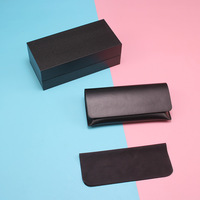 Lunettes de soleil à verres teintés, lunettes optiques pour myopie - Étui souple en cuir PU noir de style mondial, portable, neuf, fabriqué en Chine