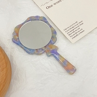 Handlicher Umweltfreundlicher Kunststoff-Kosmetikspiegel Kleines Rundes Design für Schulanfang Neujahr Modischer Eleganter Acetat-Spiegel