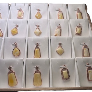 Vendita diretta in fabbrica gioielli in ambra naturale russo bianco opaco pelle di tigre ciondolo Boutique 5-10g pulito intarsio in argento 925 - Product Image 1