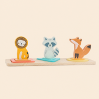 Jouet de tri de formes d'animaux en bois Montessori pour tout-petits Lion, raton laveur, renard – Puzzle d'association éducatif précoce – Cadeau – Vente en gros