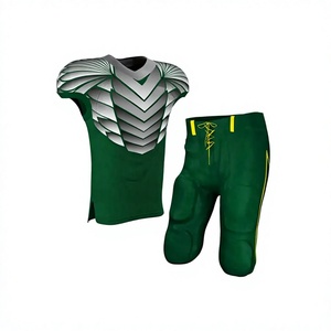 Custom <b>Men's</b> Green Heat-Transfer Printed Football Jersey Set 3D Print V Neck Quick Dry Polyester Sports Uniform Plus Size Front - Product Image 2