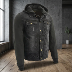 Blouson de moto en cuir Narson pour hommes adultes, en Cordura et denim, coupe-vent, respirant, imperméable, pour course automobile et motocross - Product Image 3