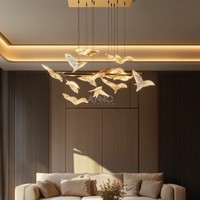 Lustre moderne en verre en forme de feuille, décoration de villa de luxe de haute qualité ANNO, personnalisation possible