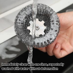 Éponge à récurer en acier inoxydable avec jeu de tampons en fil métallique de rechange et poignée pour la cuisine – Idéale pour nettoyer les salissures tenaces - Product Image 4