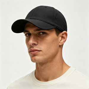 Gorra de Béisbol Unisex de Secado Rápido, de Lona, con 6 Paneles, Visera Curva, Suave, Ligera, Resistente al Agua, Negra, Deportiva, con Hebilla Ajustable - Product Image 1