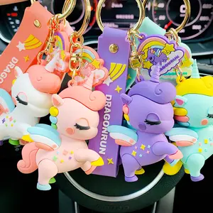 Girl Gift Keyring Cute Personality Car Key Chain Pvc Cartoon Unicorn Charm Keychain For Bag