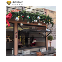 Fenêtre de service moderne en aluminium à ouverture verticale avec verre trempé et conception anti-pincement pour kiosque alimentaire ou café