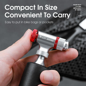WEST BIKING - Bomba de Inflado de Neumáticos de Bicicleta con CO2, Boquilla Compacta Universal para Válvulas <span class=keywords><strong>Presta</strong></span> y Schrader con Funda Aislante - Product Image 4