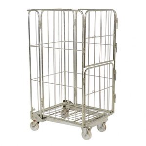 4 पक्षीय जस्ती धातु नेस्थिर सुरक्षा तार रोल कंटेनर ट्रॉली कंटेनर ट्रॉली - Product Image 5