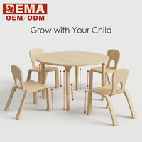 Système de bureau modulaire pour enfants en bois massif EMA, table d'étude en bois extensible et combinable pour répondre aux besoins d'une famille en croissance