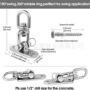 Ganchos para columpio de acero inoxidable con rotación de 360 grados para montaje en techo en interiores, para el hogar y la zona infantil - Product Image 3