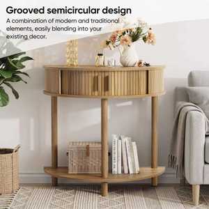 Half Moon Console <b>Table</b> 31.5 Inch Wood Storage Entryway Sofa <b>Table</b> Modern Farmhouse Decorative <b>Table</b> For Living Room - Product Image 5