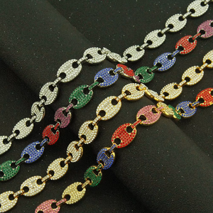 Collar de Cadena para Hombre con Colgante de Nariz de Cerdo, con Incrustaciones de Granos de Café y Diamantes de Colores, Estilo Hipster Tanjing - Product Image 2