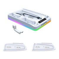 Support de refroidissement PS5 avec station de charge, double ventilateur, lumière RGB, chargeur de manettes et rangement de jeux pour PS5 Slim et Pro
