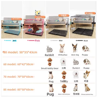 Cage pour chien pliable robuste de haute qualité avec cadre en fer, fermeture à bouton-pression, double porte, plateau en plastique thermolaqué, Easy Box