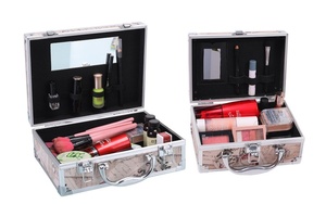 미용 미용 문신 및 네일 아트 도구 아티스트를위한 화장품 가방 및 케이스 로고를위한 2PCS 전문 메이크업 케이스 알루미늄 - Product Image 6