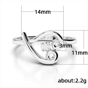 Anillo de Corazón Calado para Mujer con Piedra Central, Joyería de Moda para Uso Diario - Product Image 5