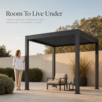 Pergola en aluminium réglable manuellement, gazebo à lames orientables imperméable pour la maison, la terrasse et les loisirs en plein air