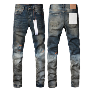 Jeans pour hommes en coton de haute qualité en gros, marque américaine de streetwear, taille mi-haute, respirant, <span class=keywords><strong>bleu</strong></span> décontracté, moyen, automne - Product Image 3