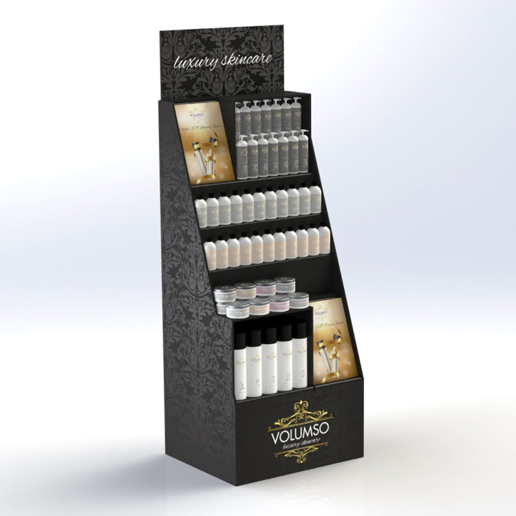 Custom logo Theme Beauty Brand Show Wooden Retail showcase Shelf Shampoo Display Stand