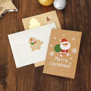 Carte de voeux de Noël en papier kraft Carte de message Enveloppe autocollante de Noël Carte de voeux du jour de Noël - Product Image 6