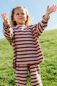 Set Casual Trendy <span class=keywords><strong>Mamma</strong></span> e Figlia Coordinato a Righe Manica Lunga Oversize Set Abbigliamento Bambini - Product Image 6