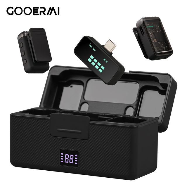KS08 Wireless 2.4G Dual Channel Lavalier Microphone OTG Lapel Mic for Phone Video Recording Live Stream Vlogging Noise Reduction
