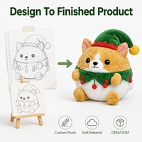 Peluche de chien Corgi Père Noël personnalisée, jouet en peluche doux avec logo, cadeau, faible MOQ, service OEM ODM, meilleure usine