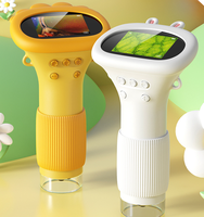 Children 4X 2 Inches IPS Screen Digital Colorful Child Pocket ABS Microscope Magnifier for Kids with 8 LEDS