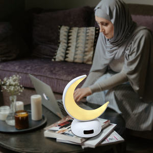 Equantu-Haut-parleur 3D Moon Quran Veilleuse avec App Control Traduction Arabe Haut-parleur sans fil à dents bleues pour lecteur Coran à la maison - Product Image 1