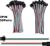 ZYSY 30 paires de connecteurs JST SM à 3 broches, fil de 15 cm 20AWG, connecteur LED femelle/mâle pour bande lumineuse WS2812B 2811