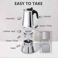 Cafetière à filtre en acier inoxydable de qualité alimentaire, grande capacité, 6 tasses