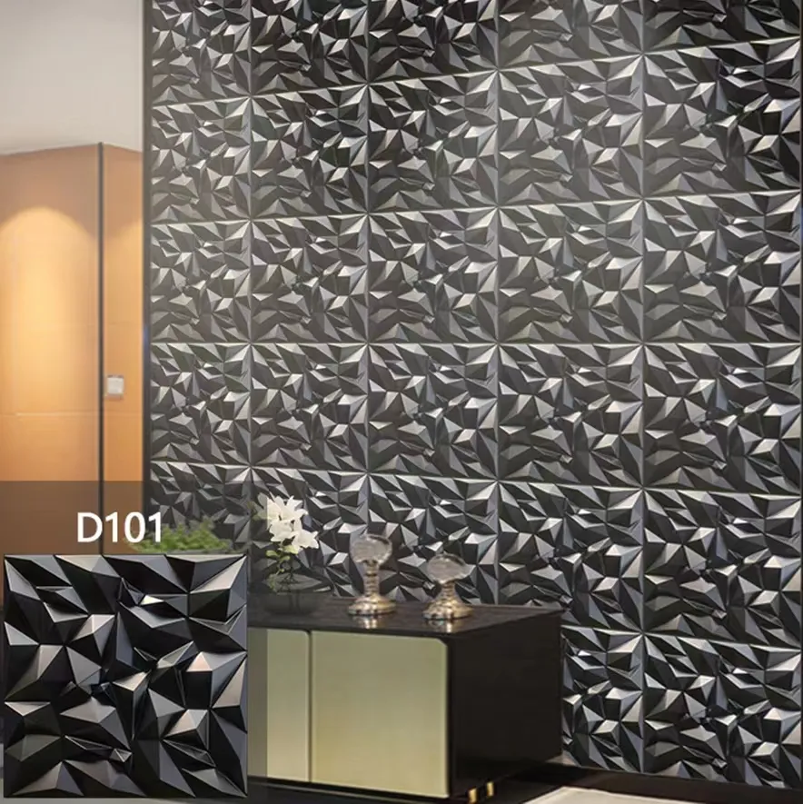 Irini-Panel de pared 3D de PVC con diseño personalizado, papel tapiz, ladrillo de plástico PVC para decoración de pared interior, película, Color negro