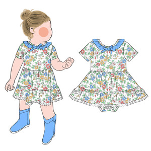 Little Glow Kid New Custom Girls Ruffle Collar Twirl Skirted Romper Snap Buttons Bubble Romper Jumpsuit Piyama Nyaman - Product Image 4