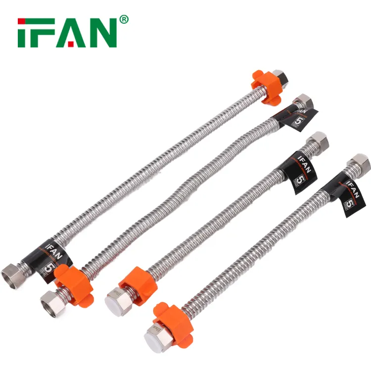 IFAN Hot and Cold Water 1/2"-3/4" Stainless Steel Corrugated Water Pipe Flexible Metal Hose Tube