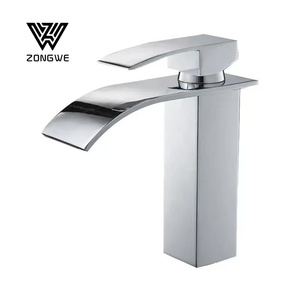 Phòng tắm Brass Chrome Basin Vòi Thác sàn gắn lạnh và nước nóng Mixer tap phòng tắm lưu vực vòi nước - Product Image 1